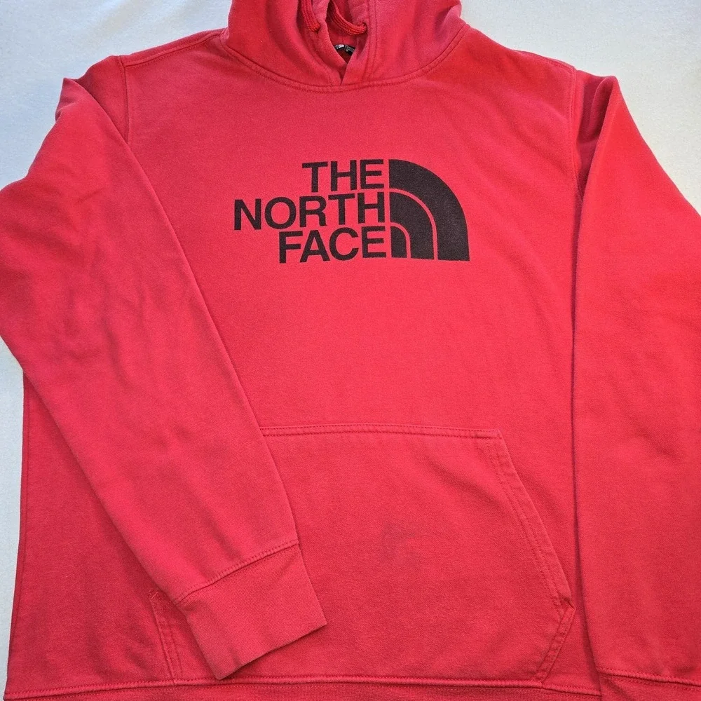 The North Face Red Hoodie Mens L Gorpcore‎ Half Dome Logo Pullover Sweatshirt...